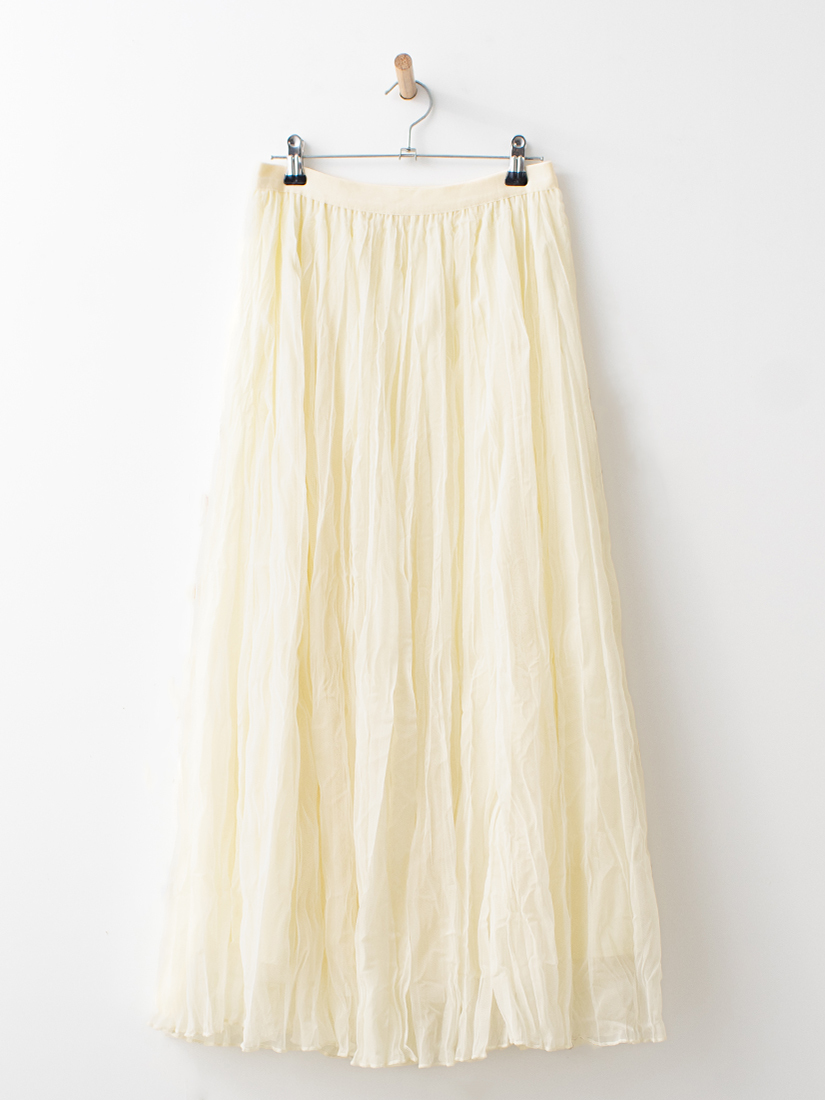 自然壓褶雙層柔紗長裙
