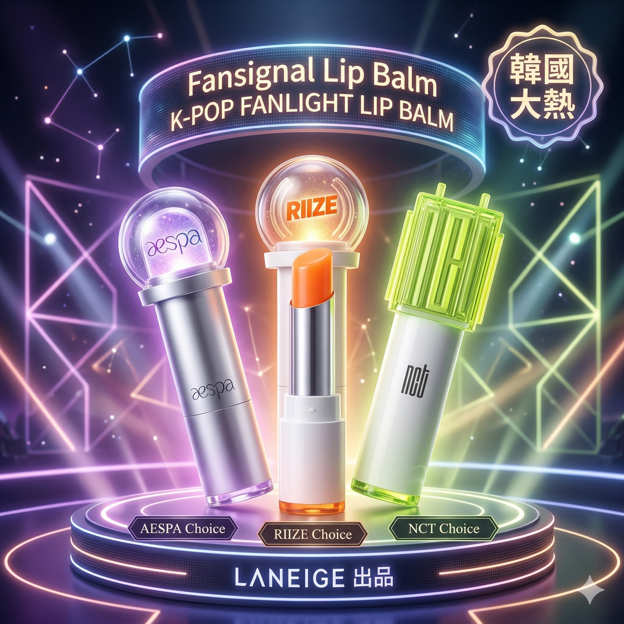 【預訂】AW040201 韓國大熱 Laneige Fansignal Lip Balm K-POP 應援棒潤唇膏