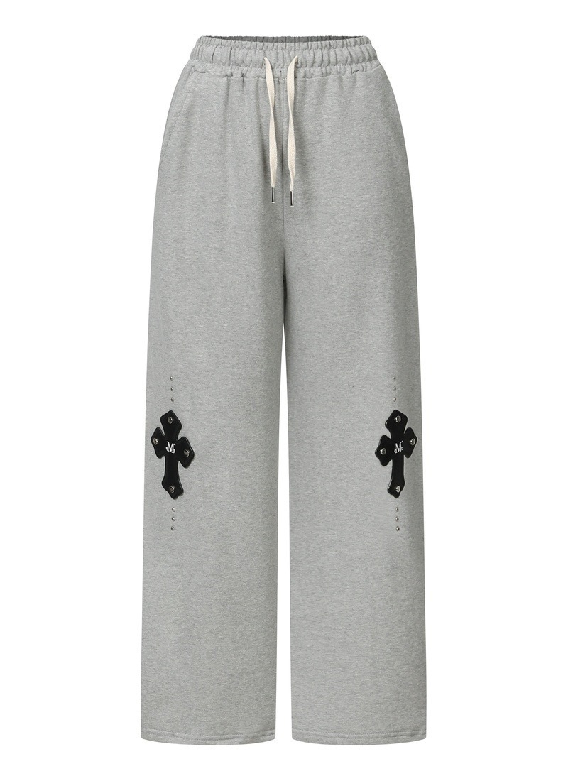 【 4/19收單 】MUCENT 十字皮革拼貼運動棉褲 韓國