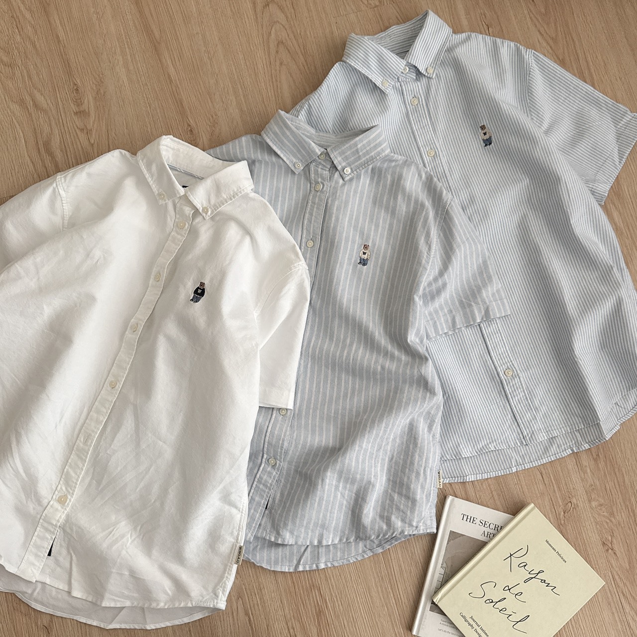 （現貨）韓牌  who a u 刺繡小熊 短袖襯衫 WHYWG2552F