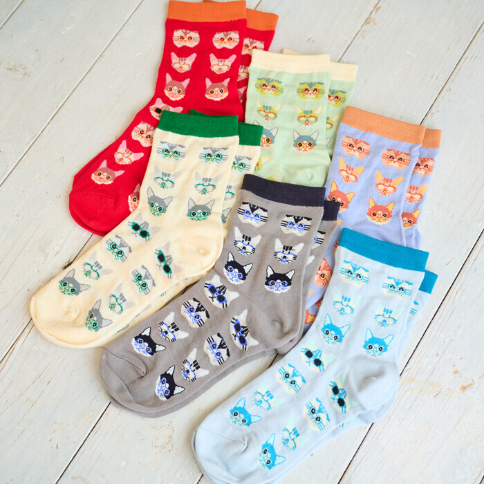 日本製眼鏡貓咪襪子