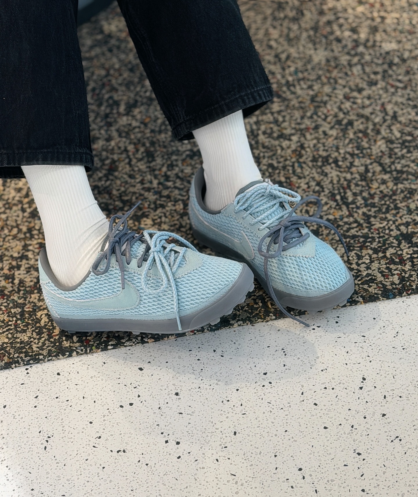 Nike Astrograbber FMME 日本新款 湖水藍 miumiu風 華夫格 復古鞋 IR5687-395