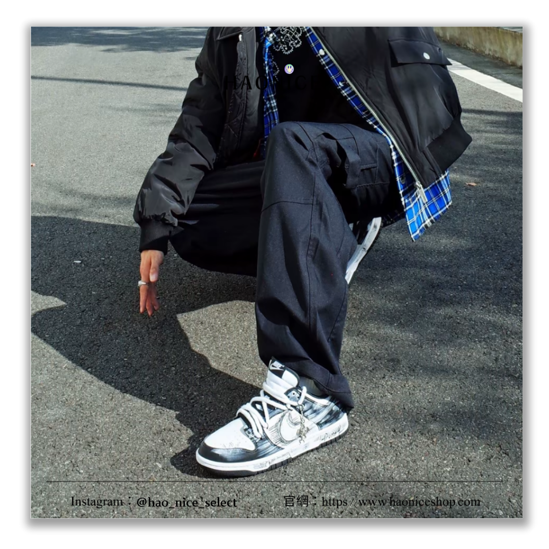 【HAO NICE】藝術訂製款🎨Nike Dunk Low 惡龍襲來 黑白灰 塗鴉風 解構 板鞋 運動鞋