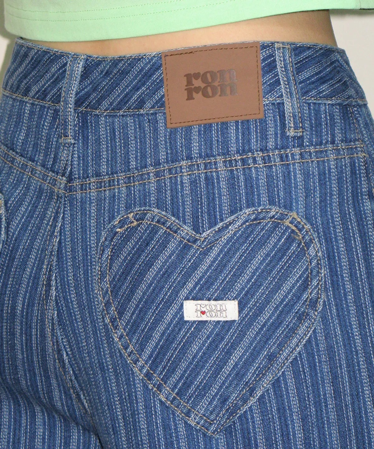 RONRON STRIPE DENIM WIDE PANTS