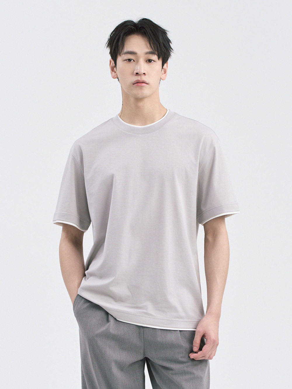 假兩件造型短袖TEE