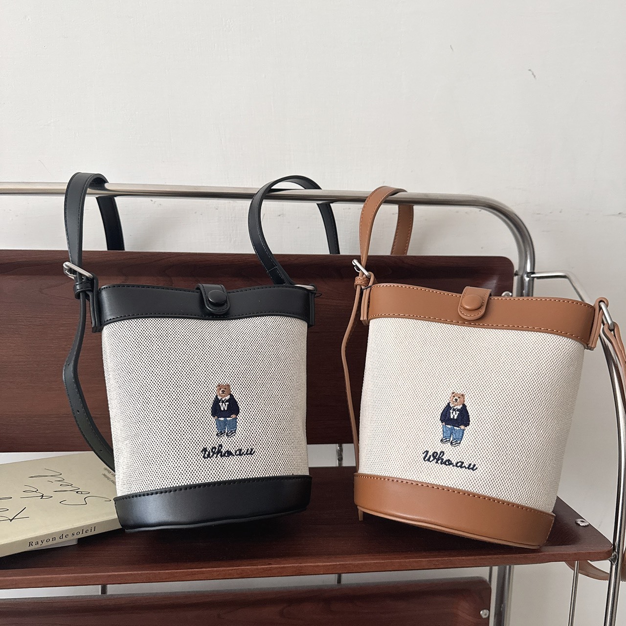 （現貨）韓牌 who a u 帆布 迷你 水桶包 WHBGG2222A