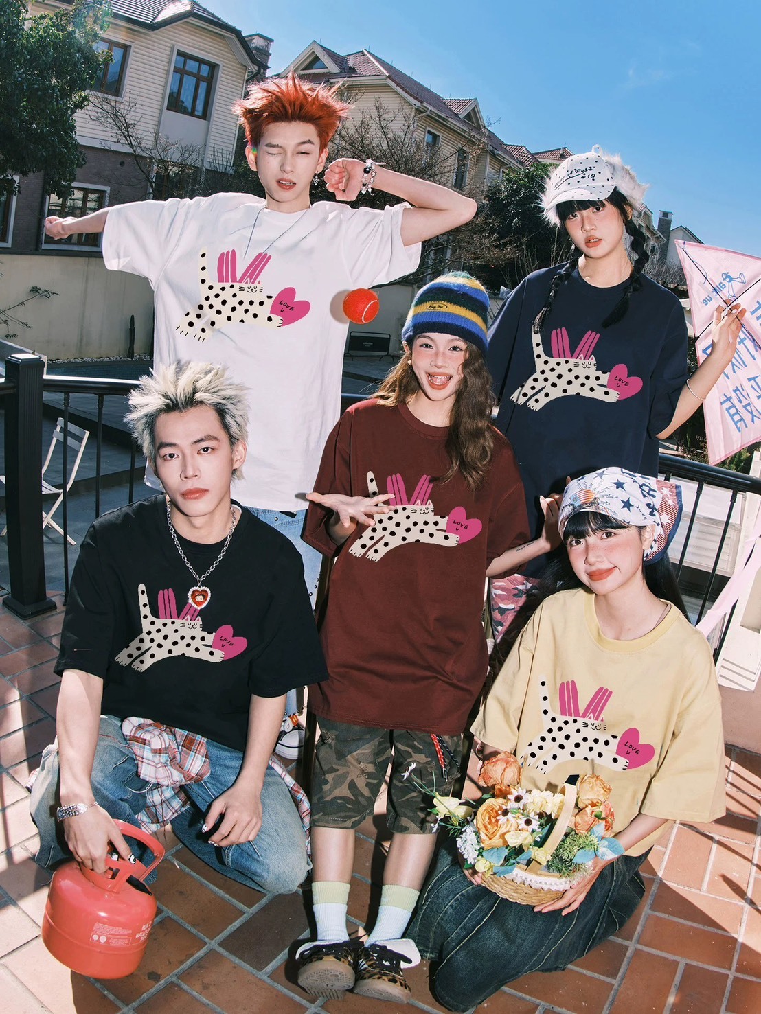 ADE 貓咪 卡通印花 #短袖