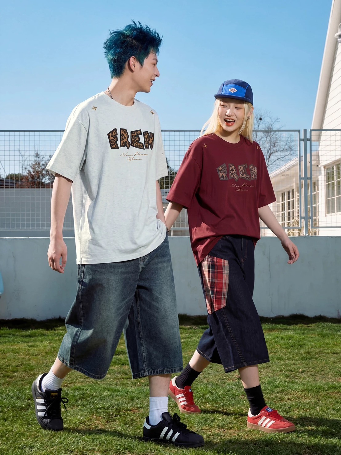 ADE 美式 字母 貼布繡 豹紋 #短袖