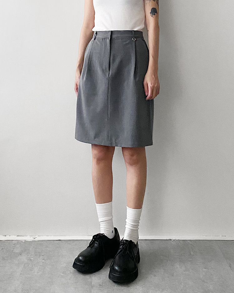 MKS-2889 金屬釦打褶短裙