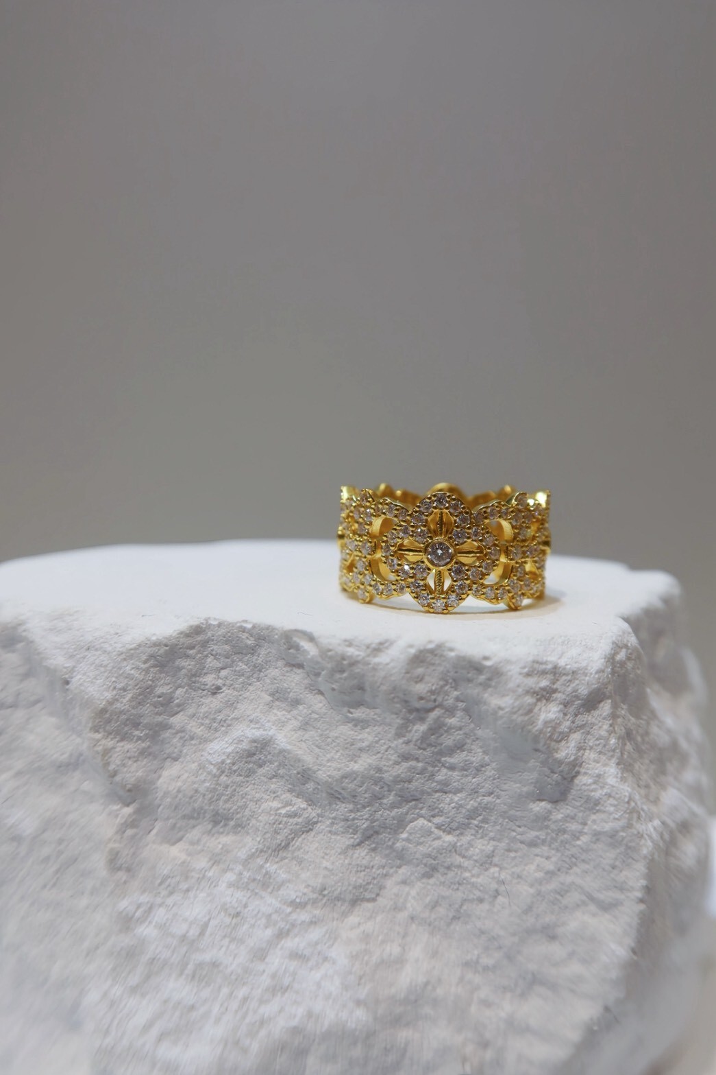 古法鑲鑽金剛杵戒指