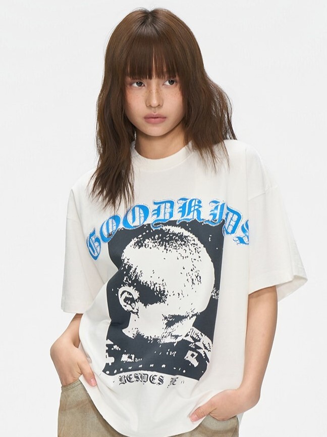 AFGK 美式復古 好兒童復古絲網印花 燙鑽 短袖T A FEW GOOD KIDS