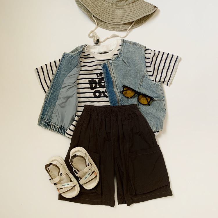 英字條紋短袖上衣