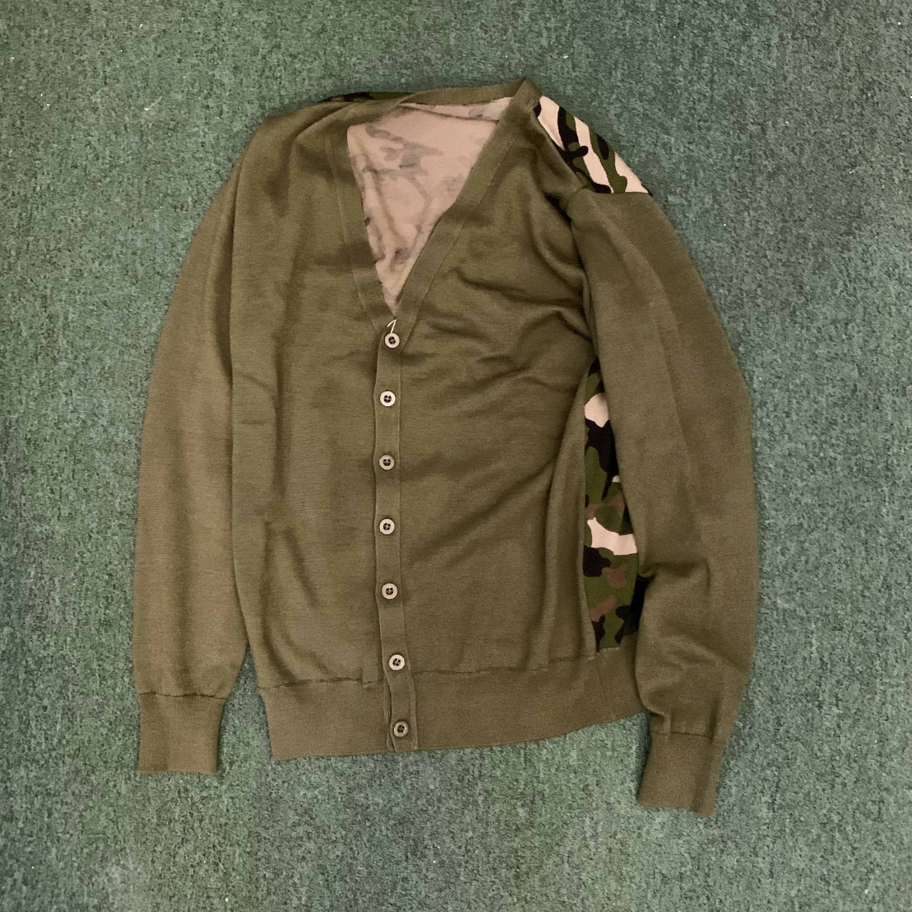 SOPHNET CAMOUFLAGE WOOL CARDIGAN ((USED B )) 中古 - OLIVE SIZE S IN STOCK NOW (現貨發售中)