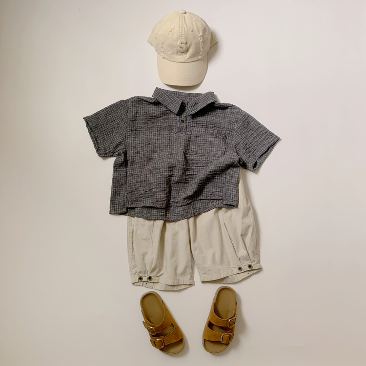 素面打折休閒七分褲