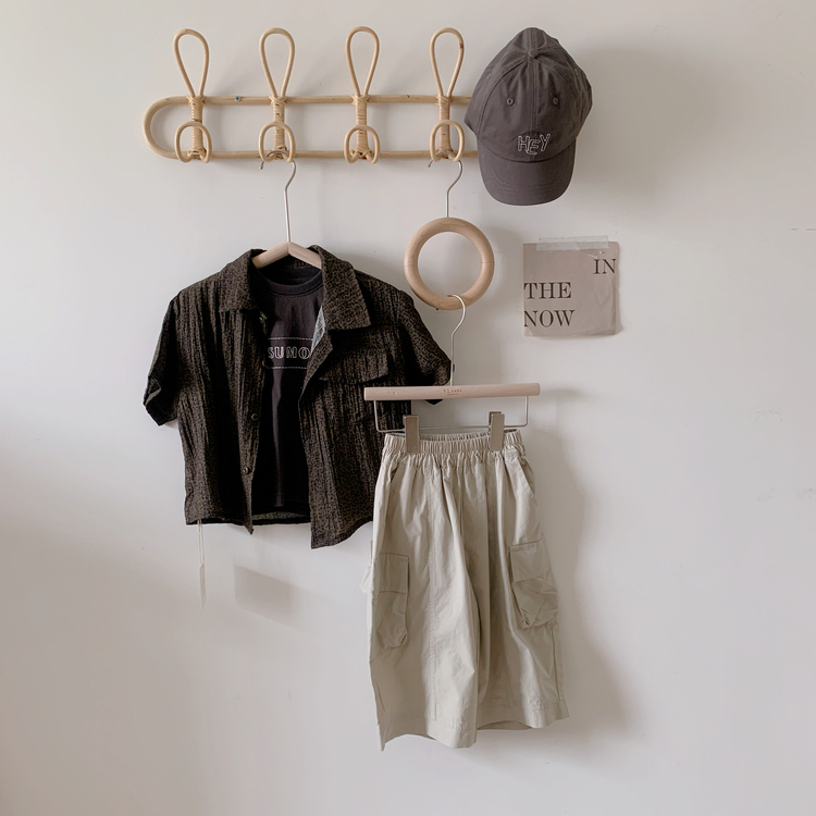 雙口袋工裝五分褲