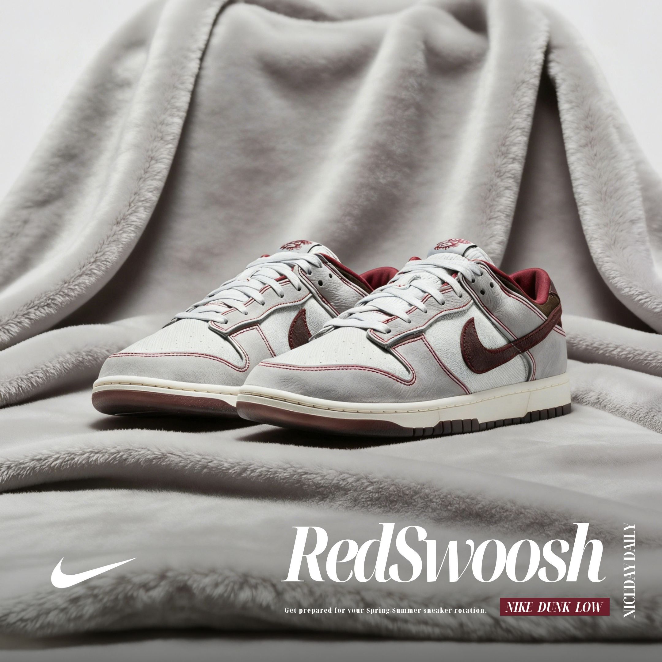 NICEDAY 代購 Nike Dunk Low 灰紅 深紅 灰色 拼接 縫線 麂皮 男款 IH1942-001