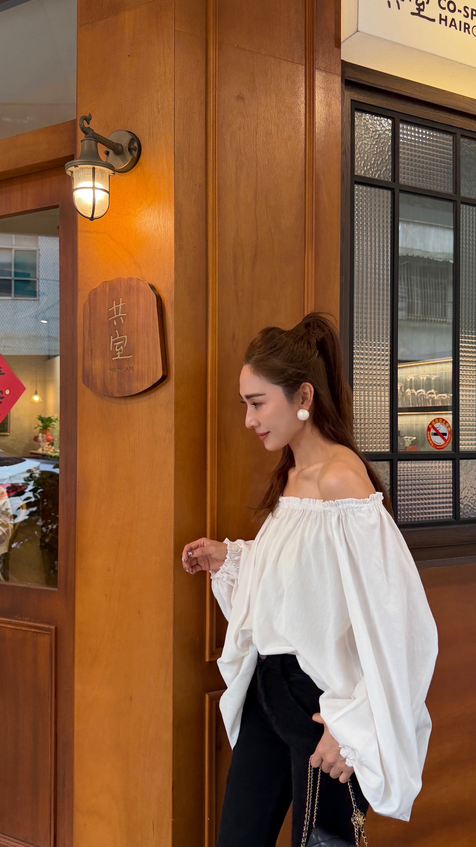 甜美一字肩娃娃長版上衣