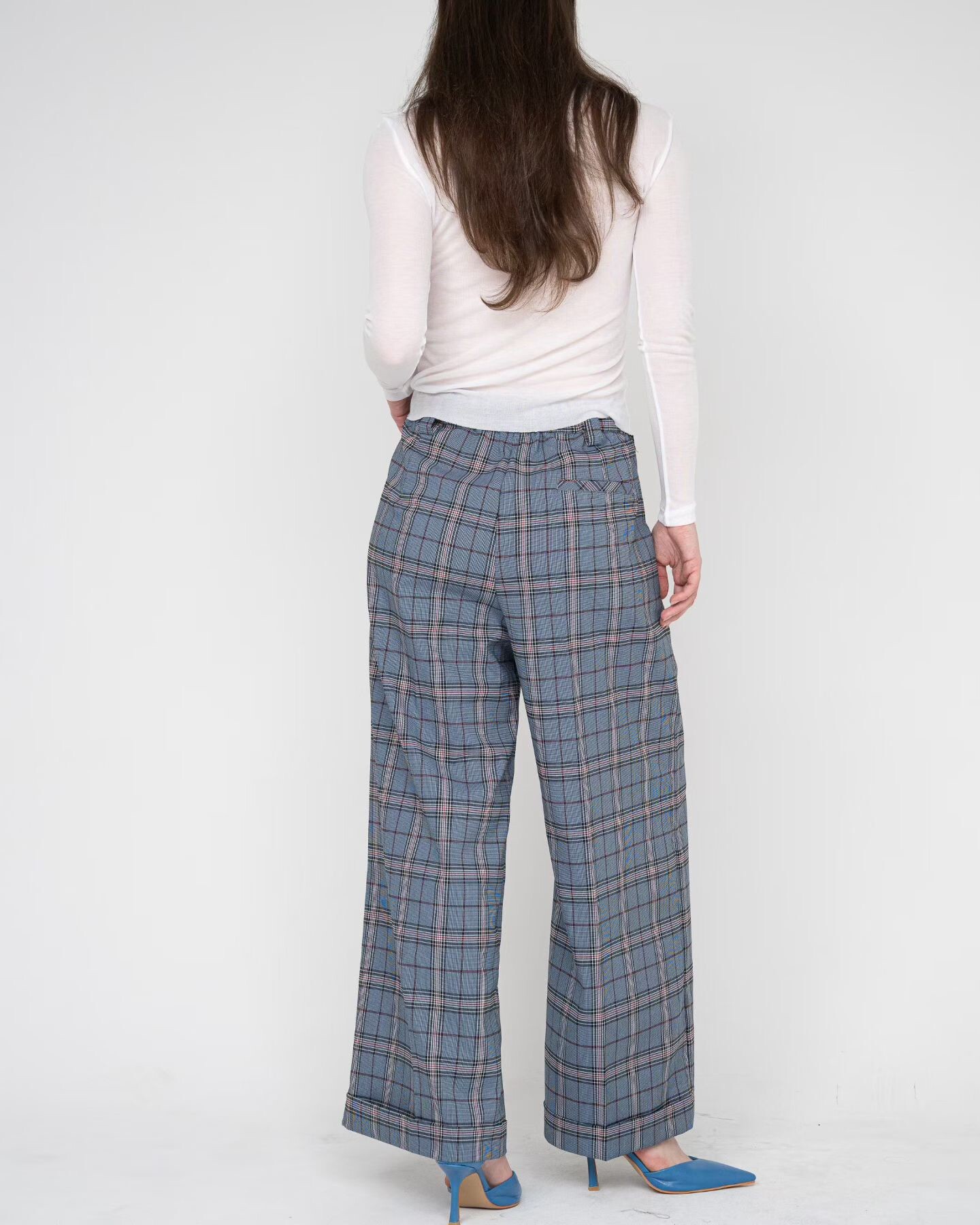 格紋西裝寬褲