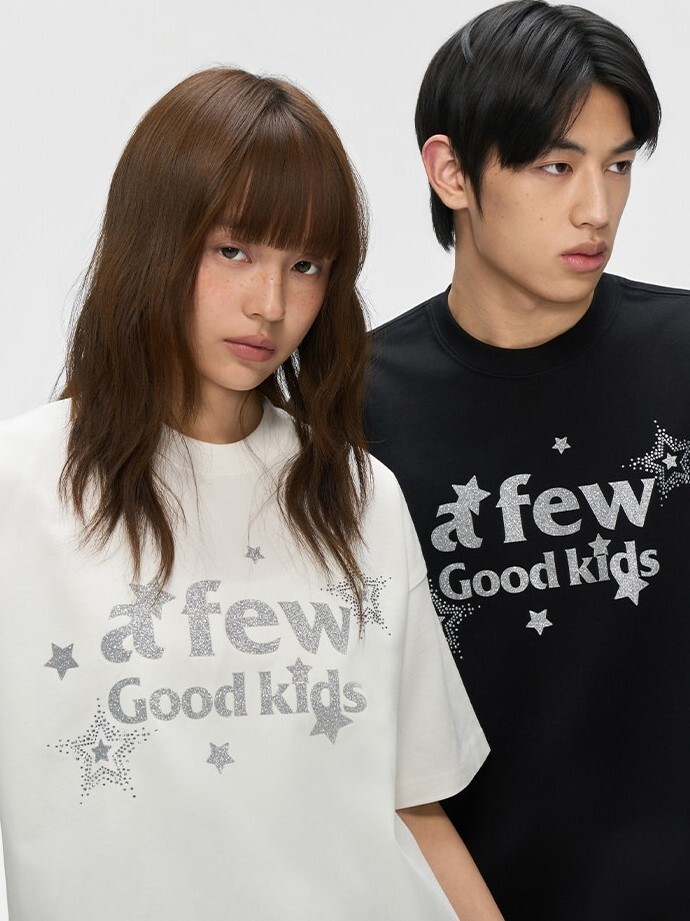 AFGK 美式復古休閒 閃光星星燙鑽Logo 短袖T A FEW GOOD KIDS