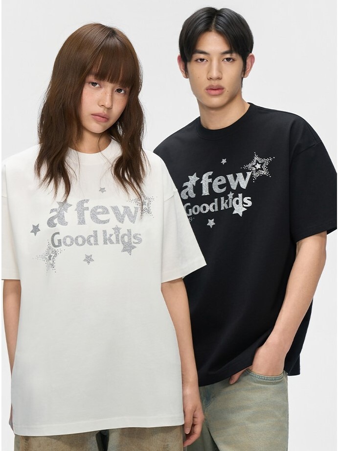 AFGK 美式復古休閒 閃光星星燙鑽Logo 短袖T A FEW GOOD KIDS