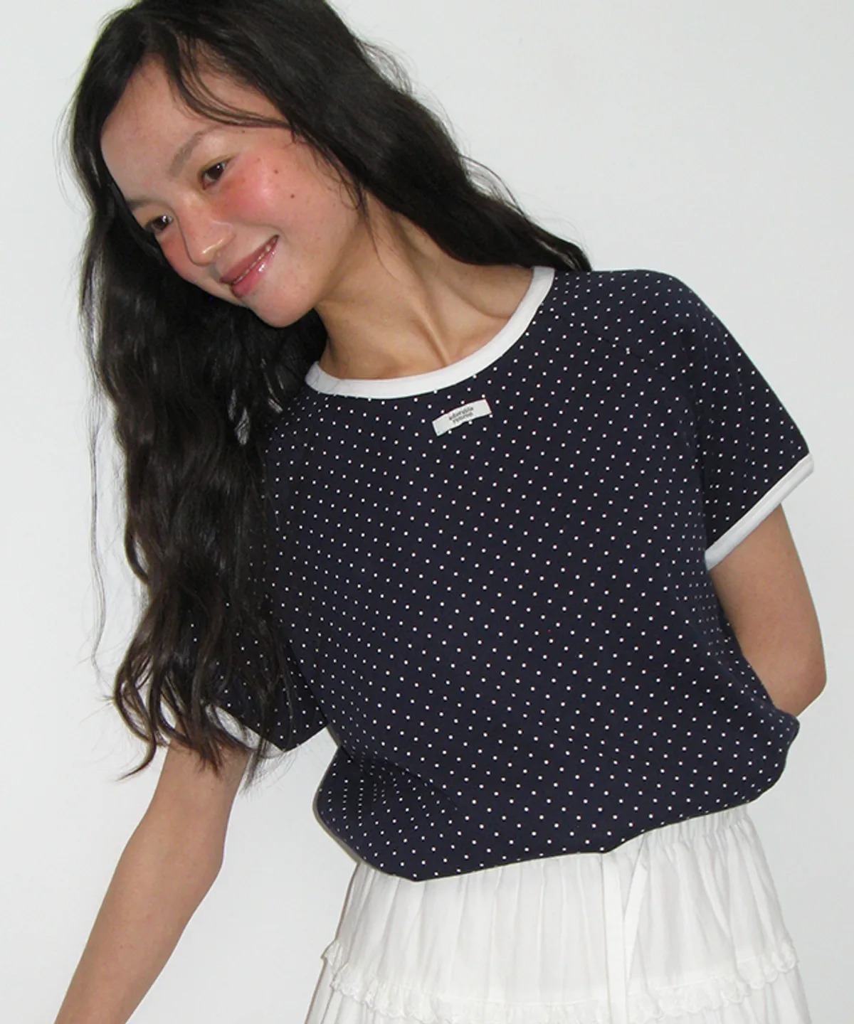 RONRON DOT RINGER PUFF T SHIRT