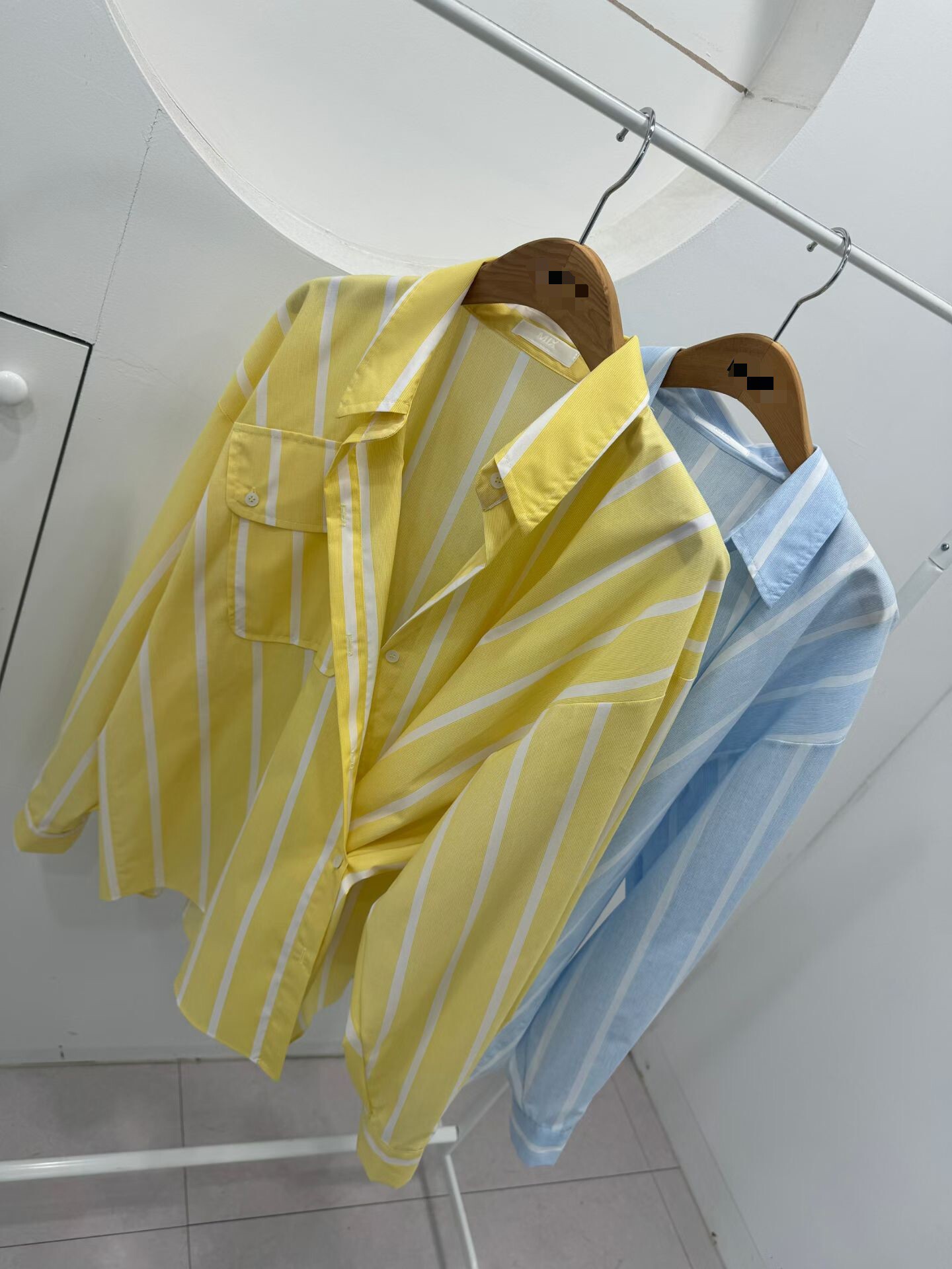 單口袋粗直紋造型襯