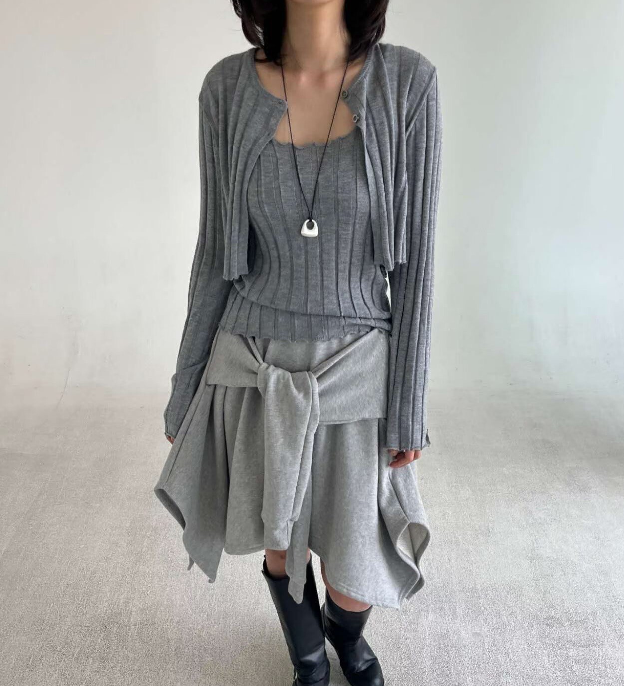 親膚棉織背心＋二扣短外套