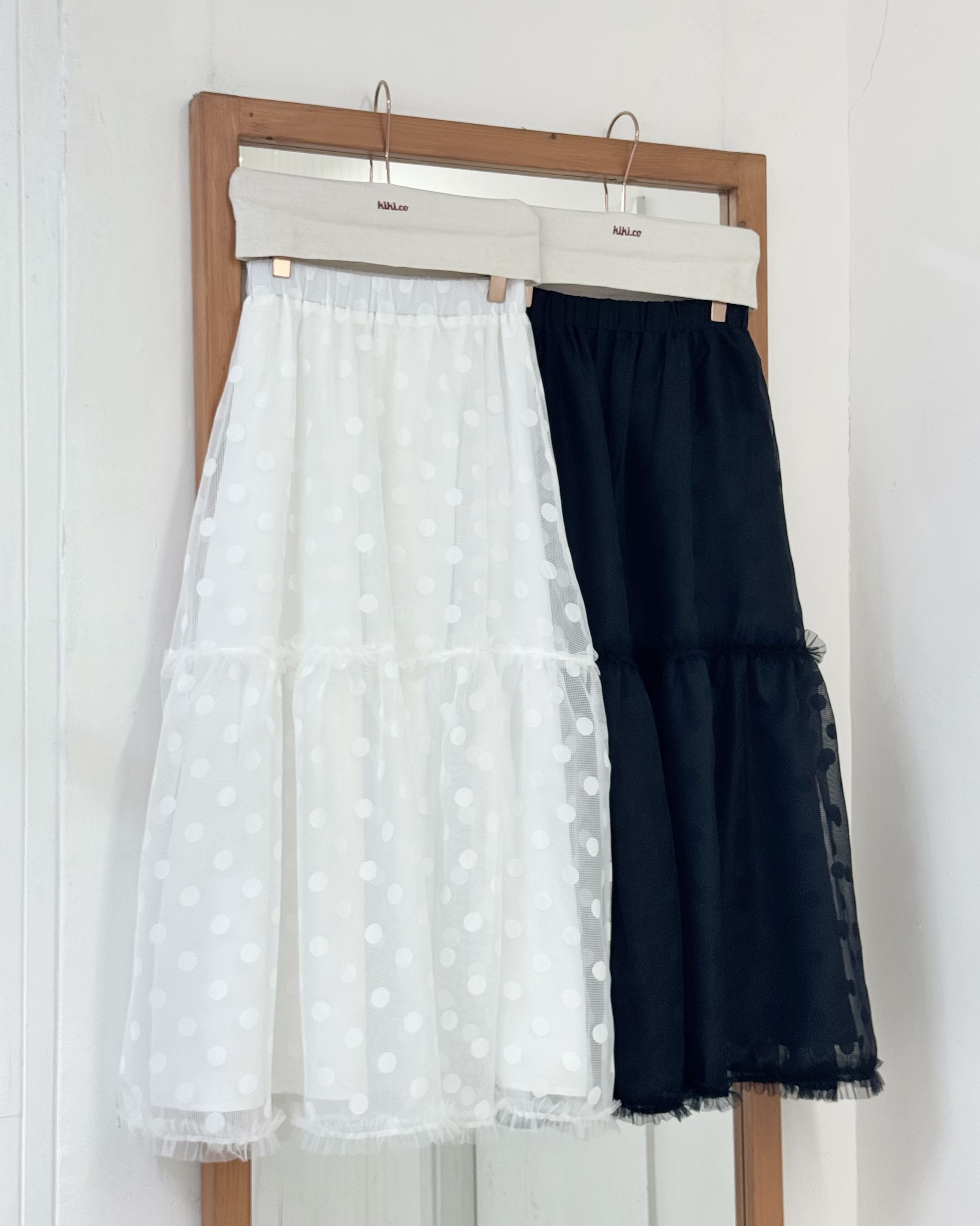 暗格dot拼紗橡筋半裙