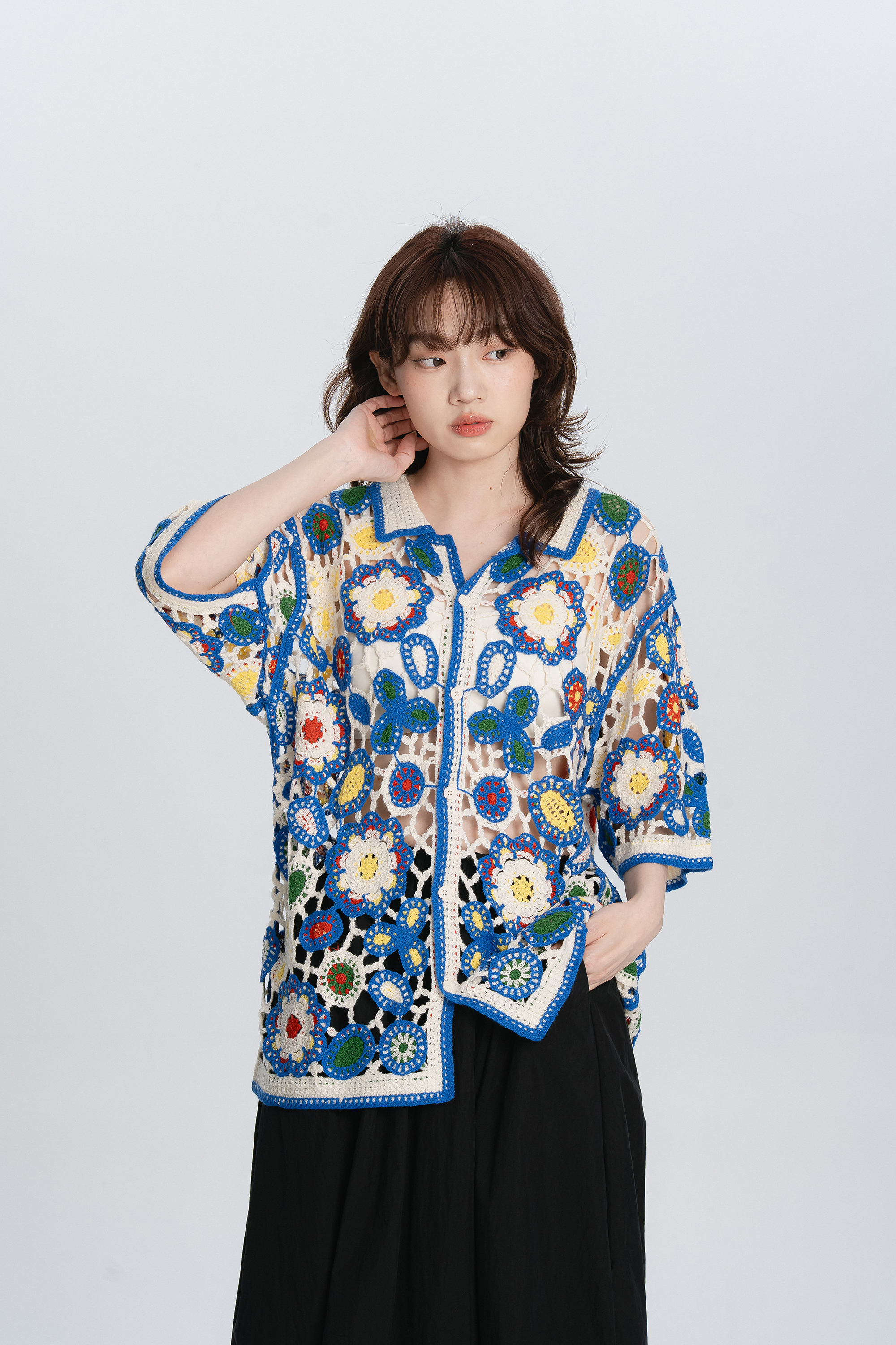 夏日Hawaii雕花針織短襯