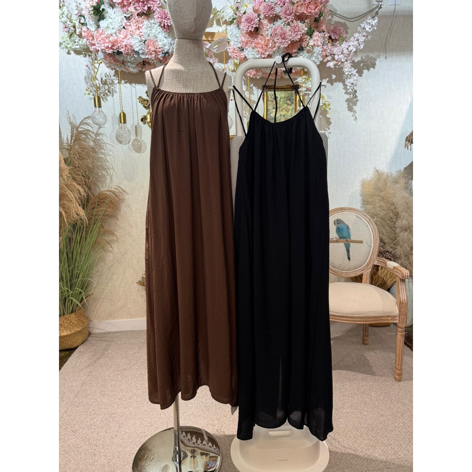 HKCG0403-007 SET掛脖綁帶連身裙 (A7深啡/B7黑)