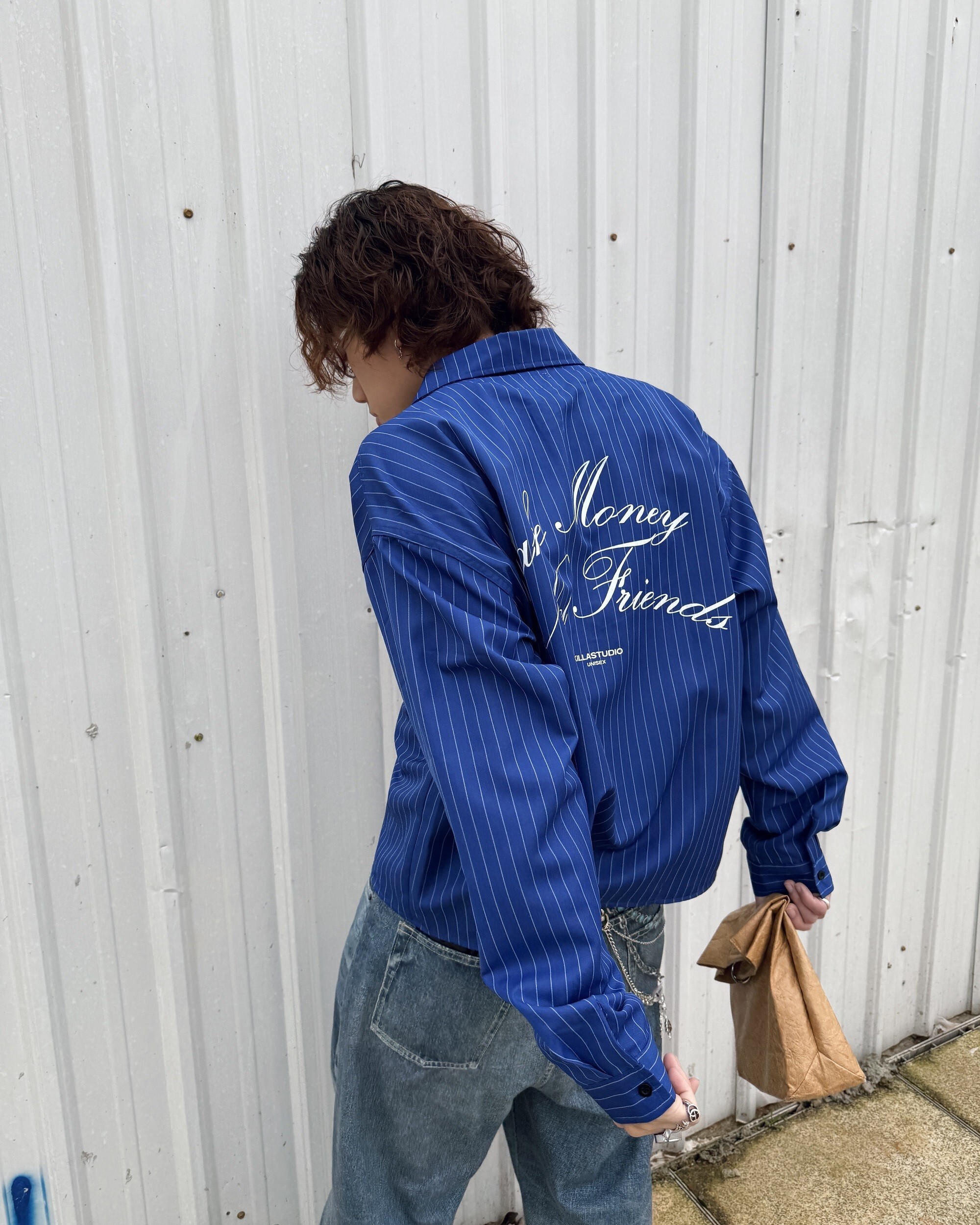 【車庫服飾】KILLASYSTEM PINSTRIPE BOXY SHIRT