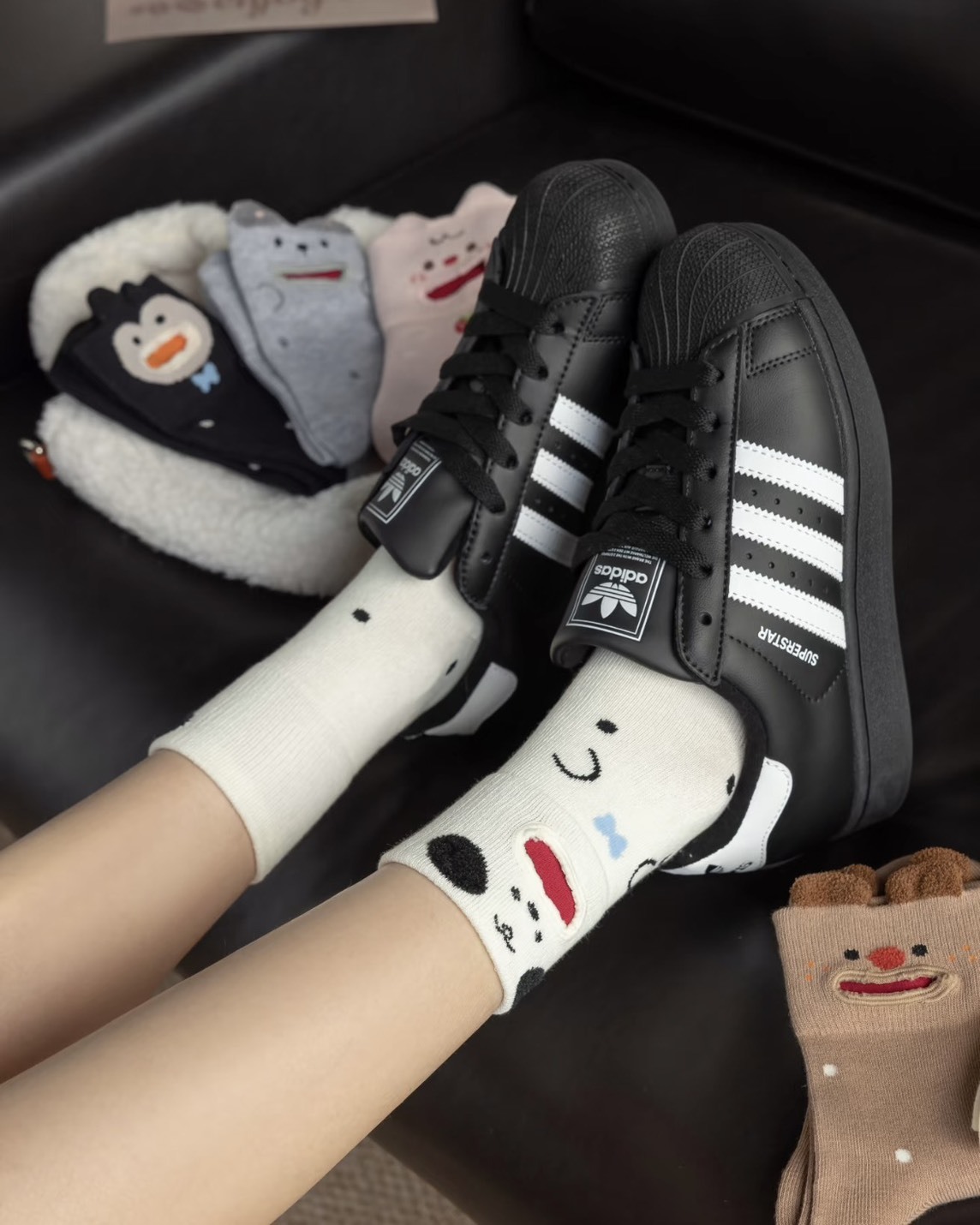 <明星同款>Adidas Superstar 2.0 貝殼頭 皮革 三葉草 黑白