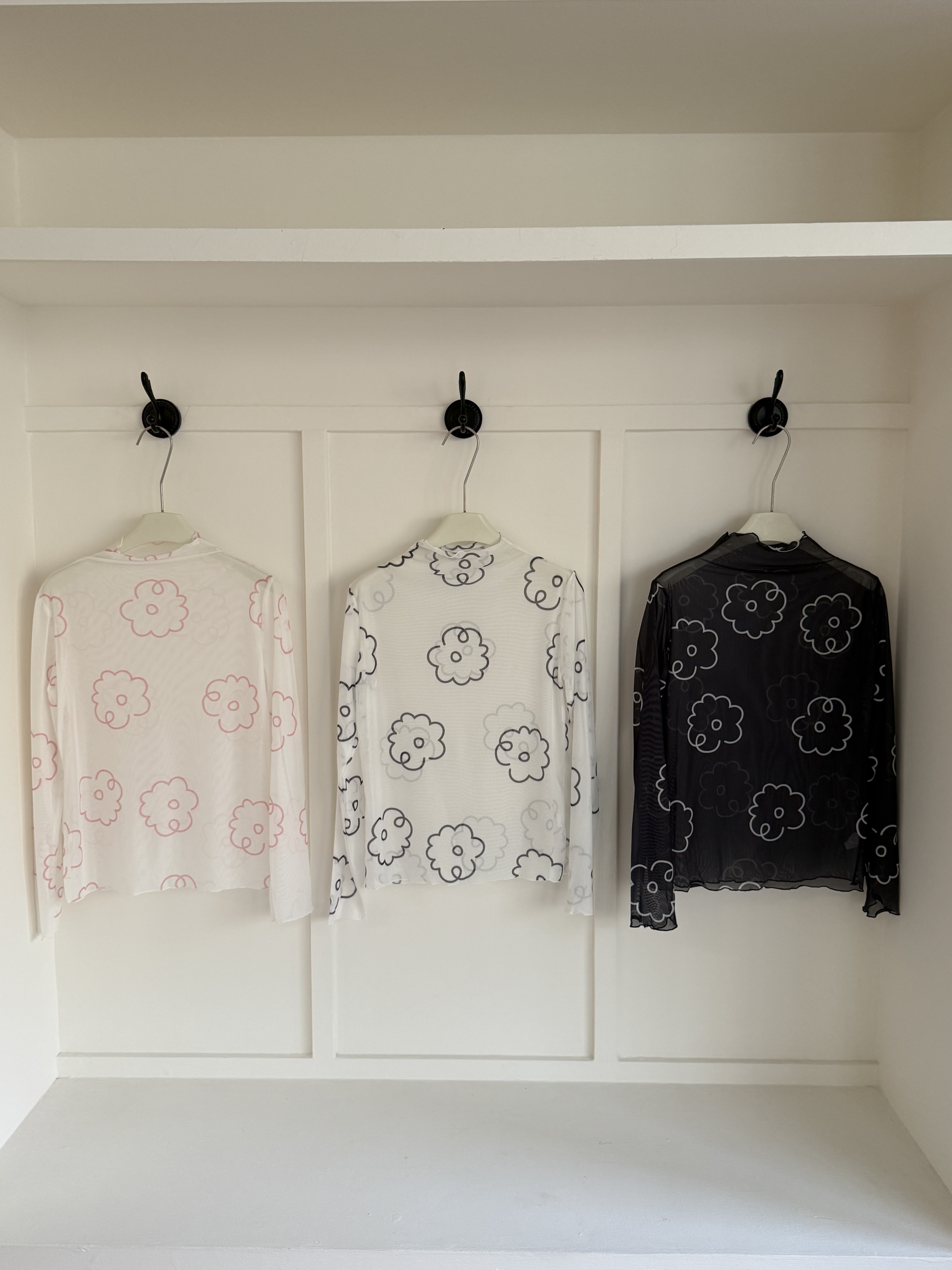 大花朵透膚長袖打底