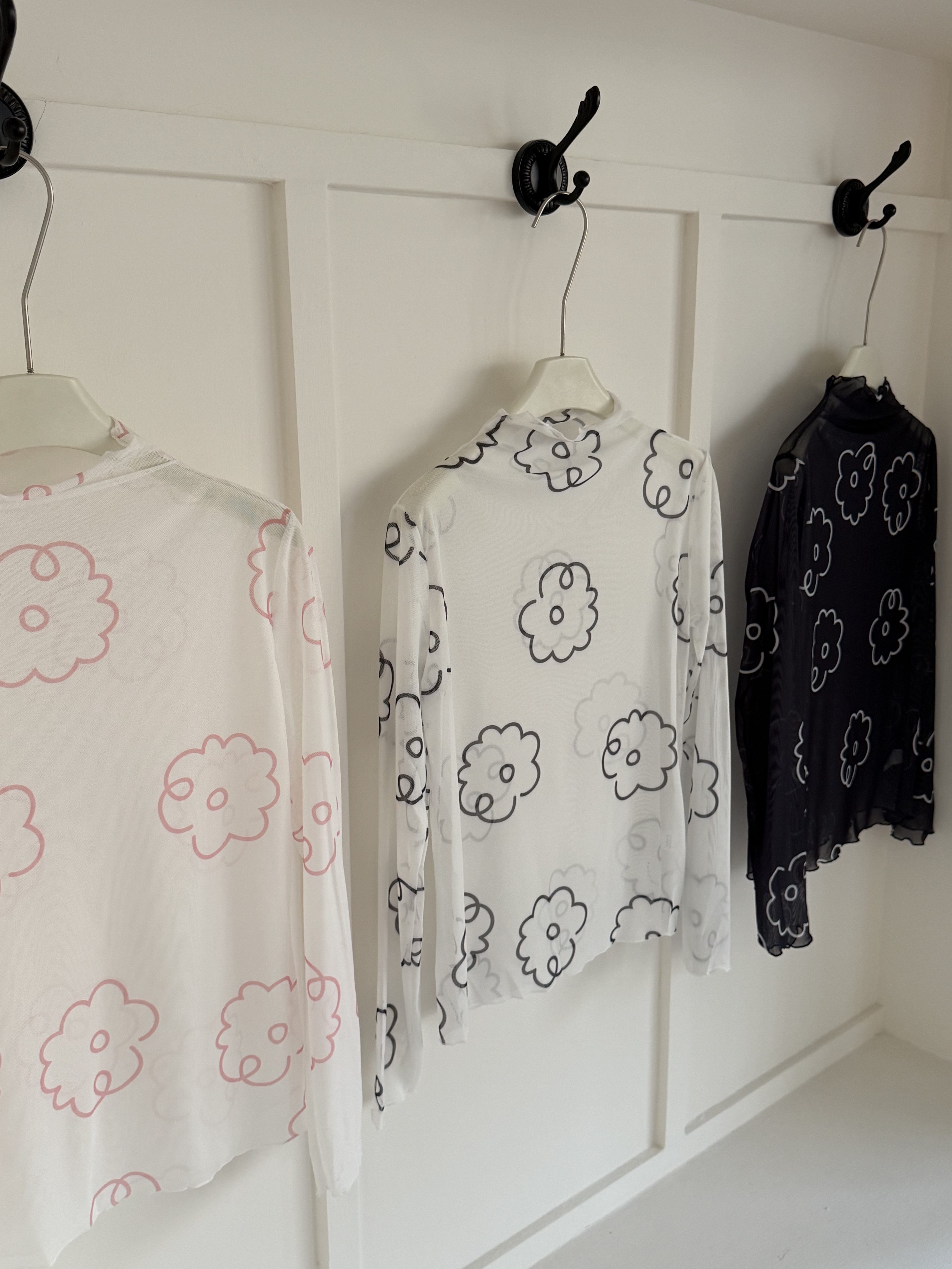 大花朵透膚長袖打底