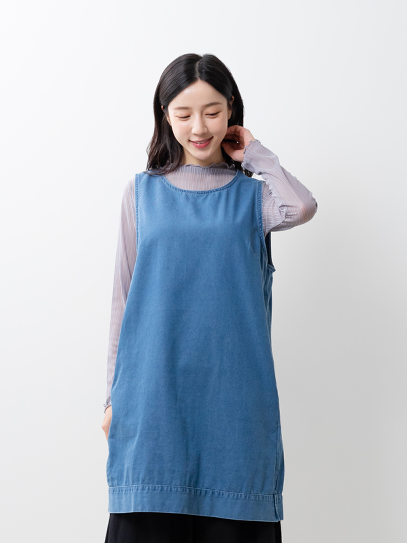 牛仔圓領背心裙洋裝