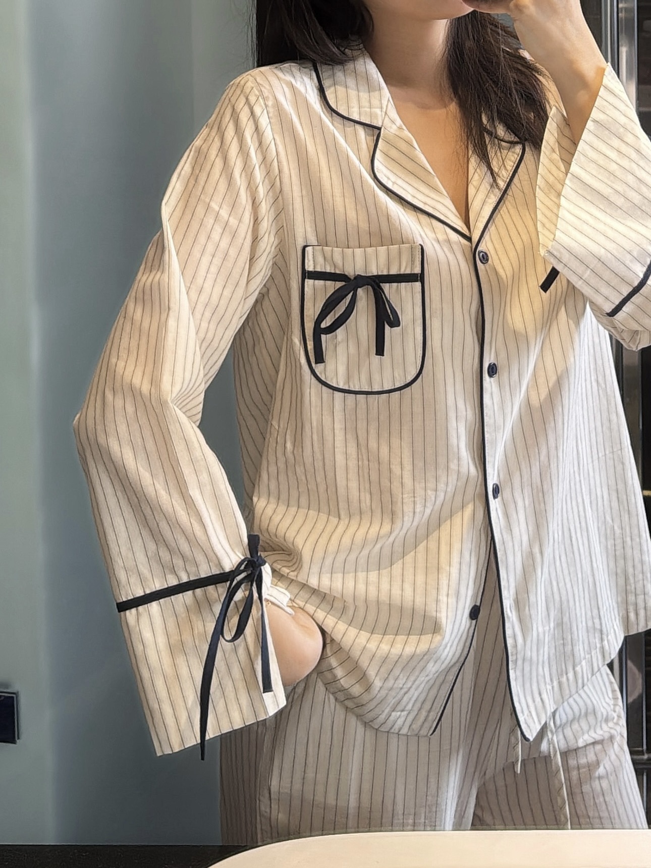 O11 春日棉條紋 長袖睡衣