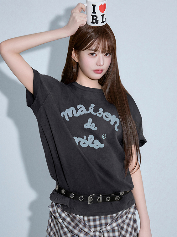 ROLAROLA MAISON DE ROLA EMBROIDERY PIGMENT LOOSE FIT T-SHIRT