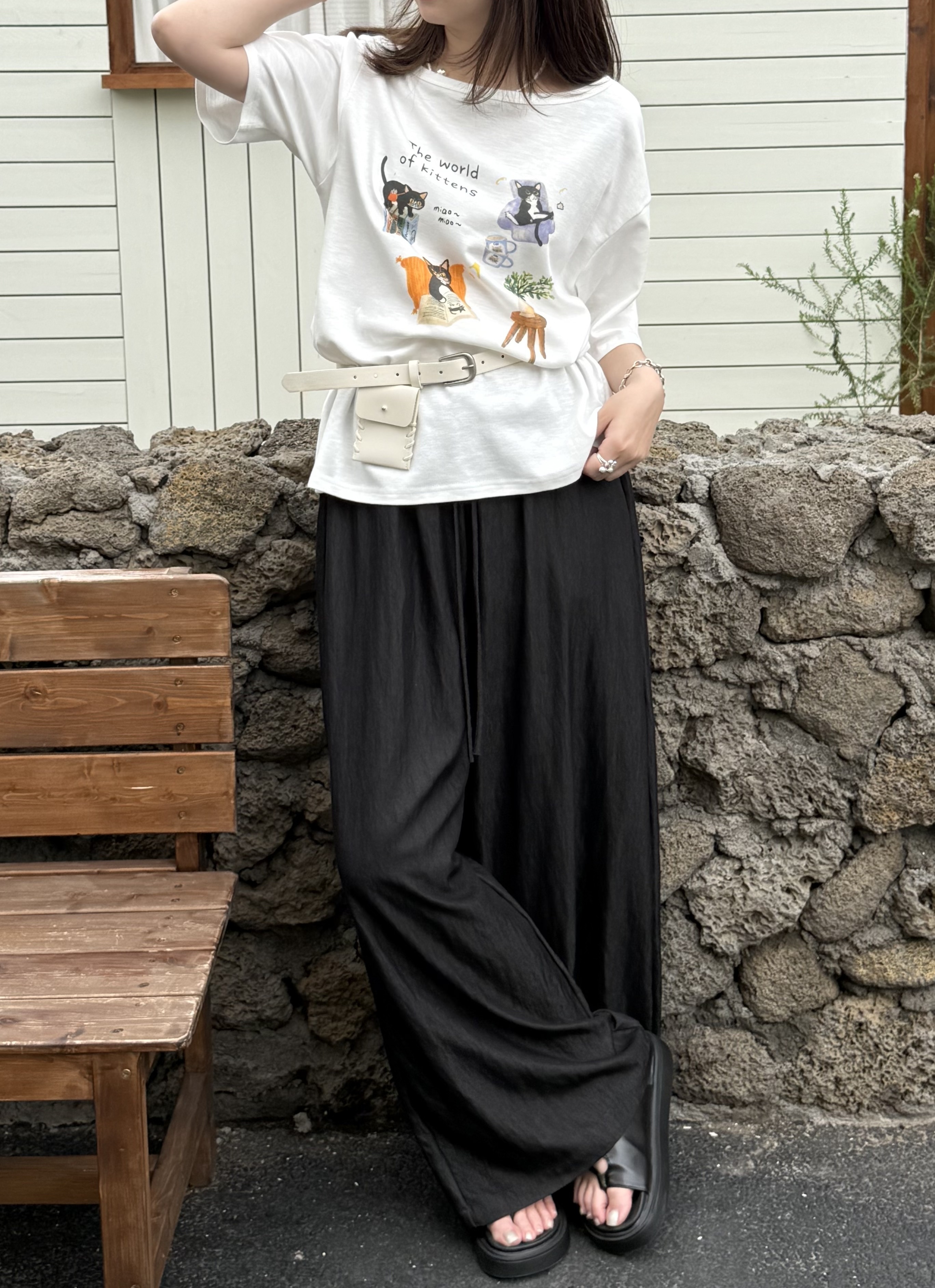 全鬆緊水洗寬褲