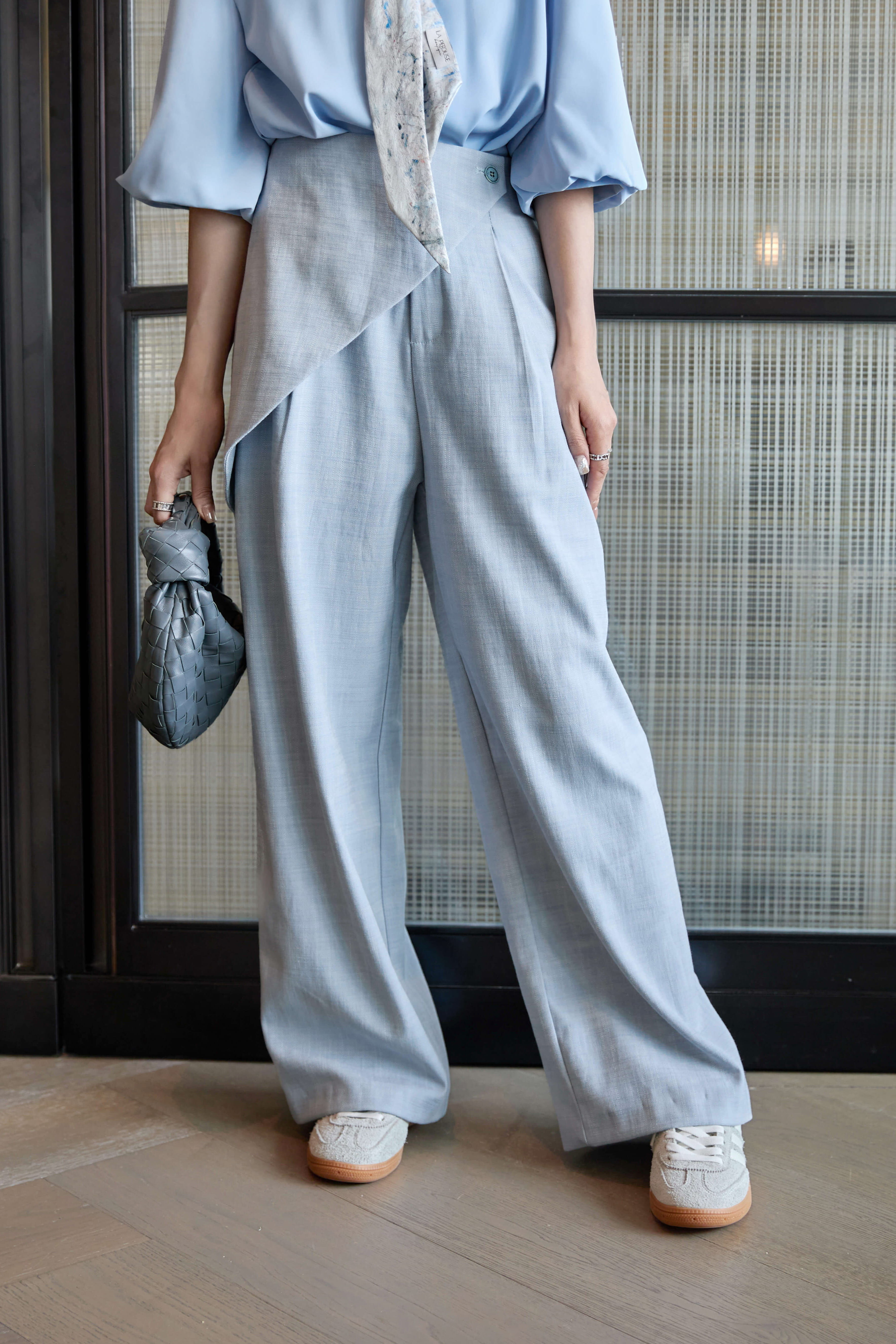 Wrap-Effect Pleated Wide Leg pants_PT264L10