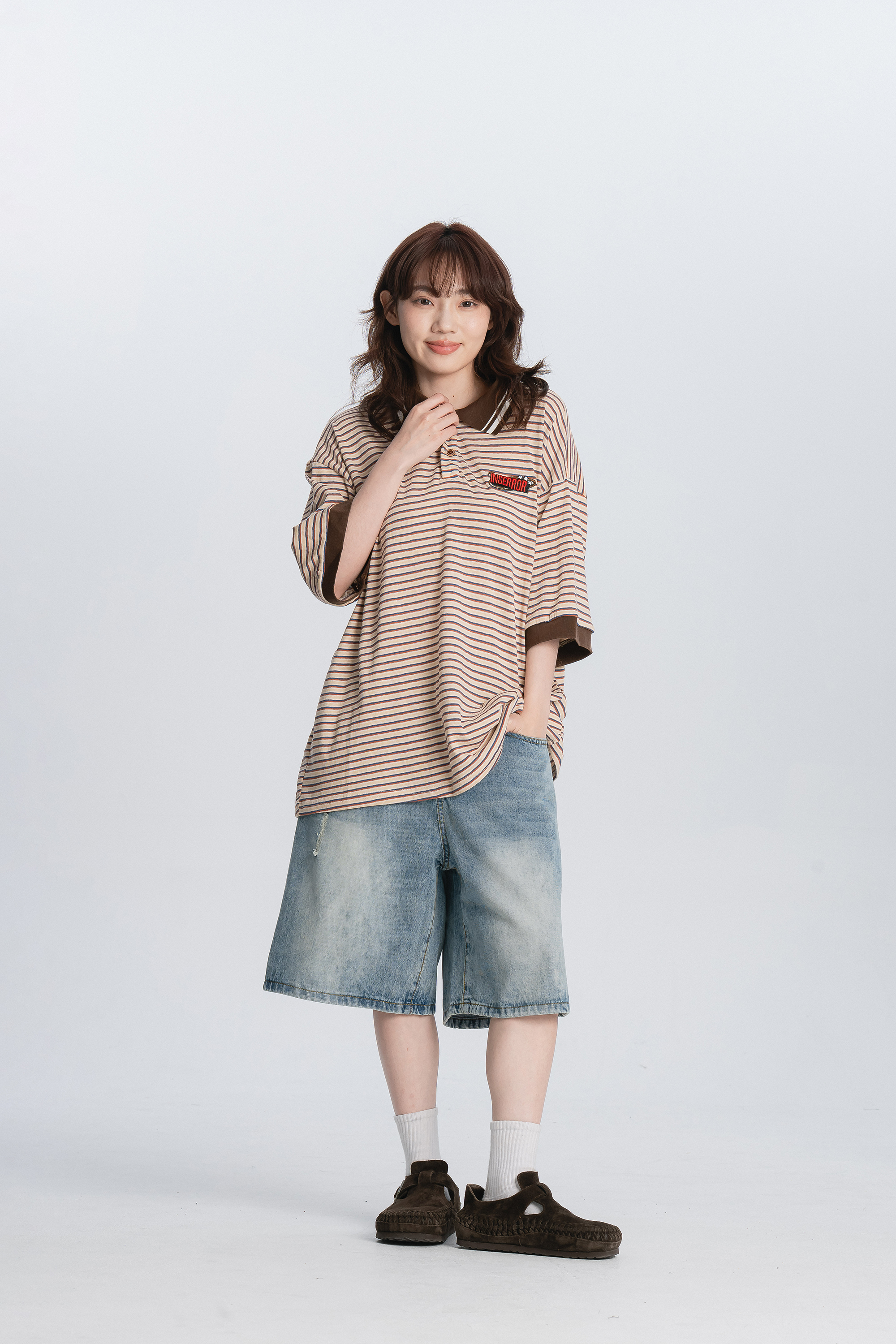 日常小刷破牛仔五分褲 2色