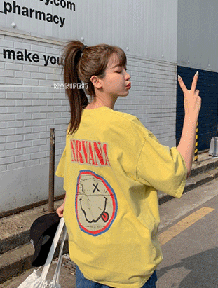 ᴴᴼᵀ ▸▸店長推薦◃◃ 春夏新款/笑臉水洗長版上衣 MANIFEST正韓🇰🇷