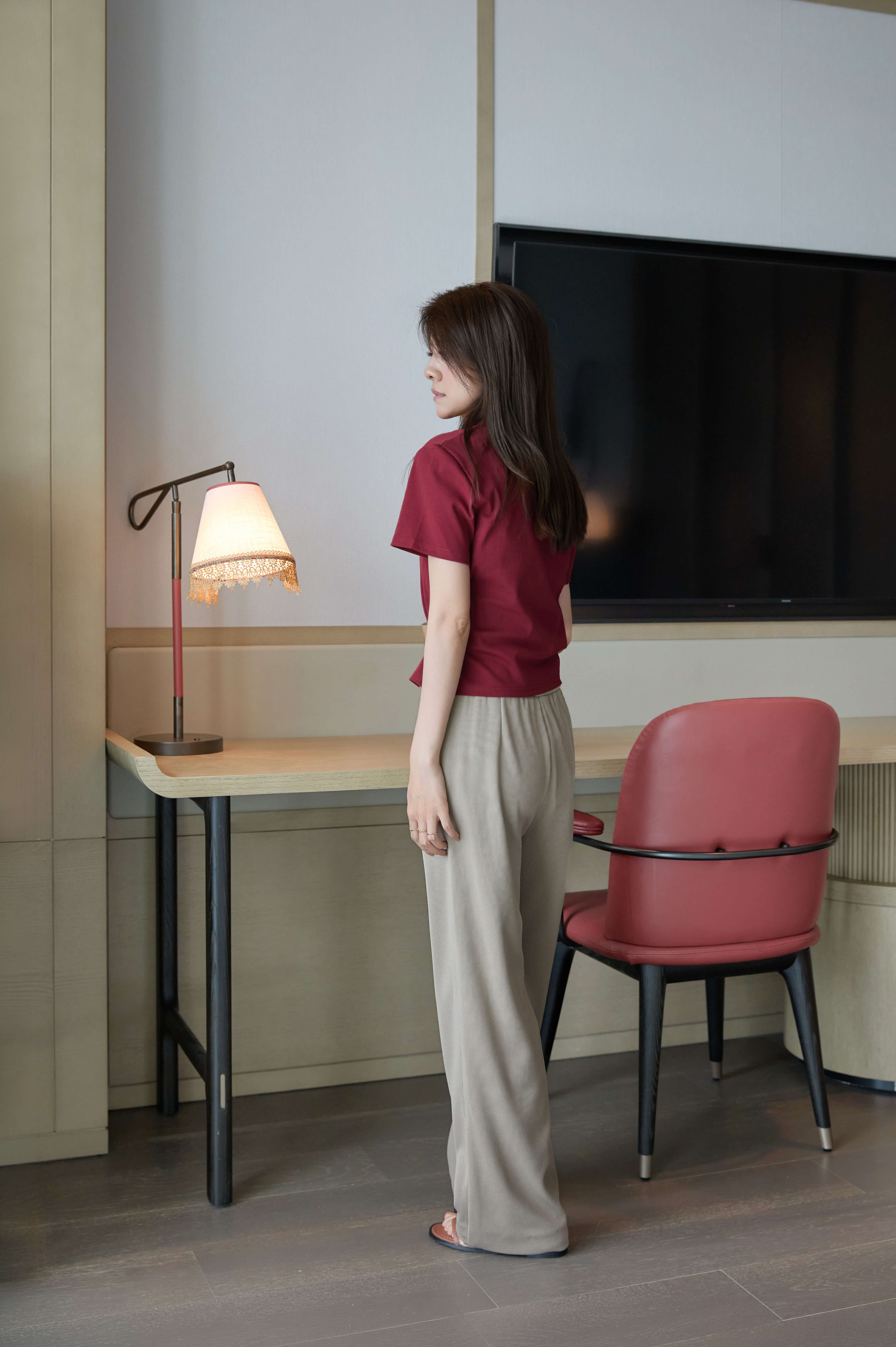 Textured Elasticated Waist Straight Leg Pants_PT263L42