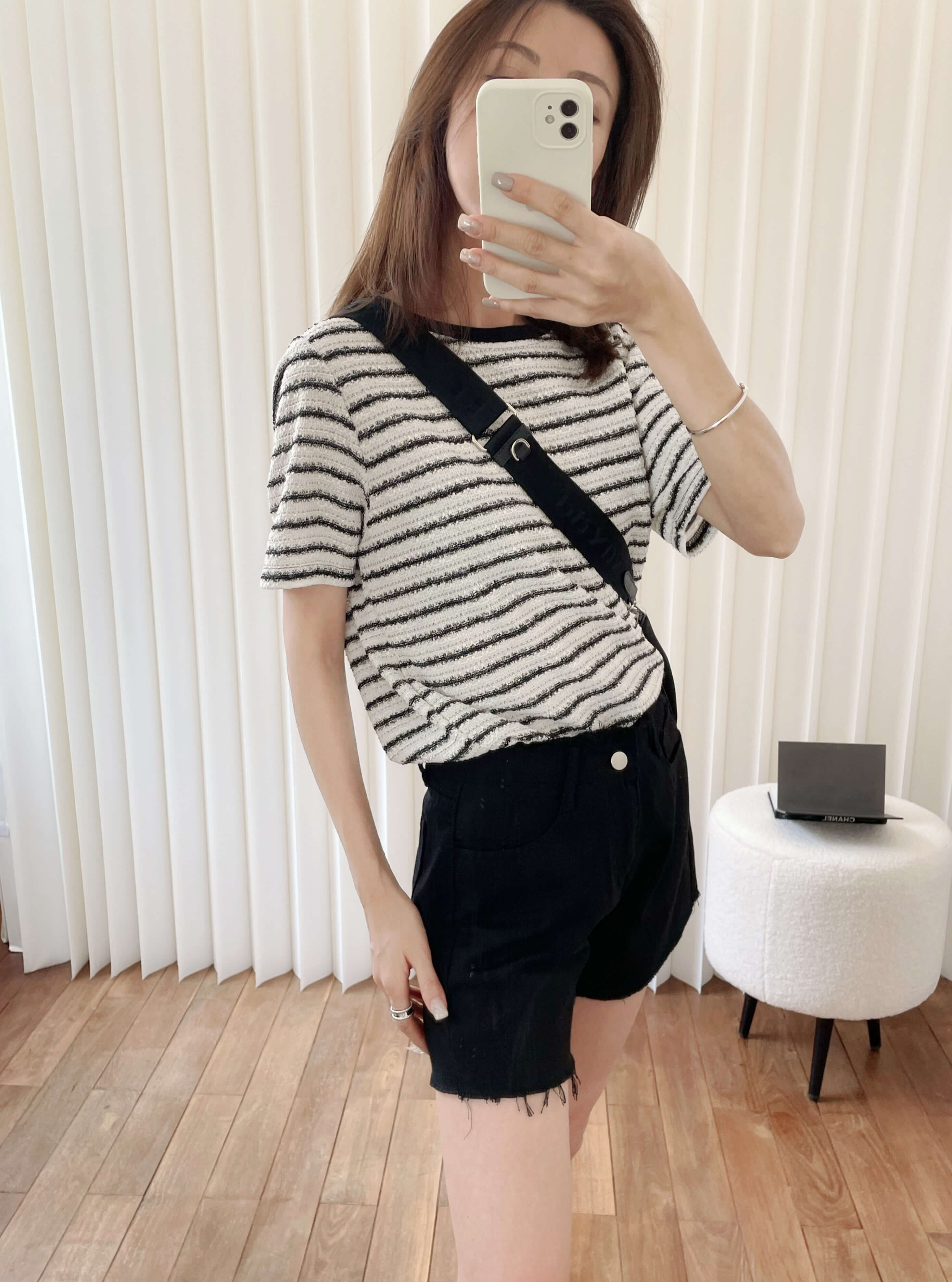 Tweed Striped Short Sleeve Top_TP264L29