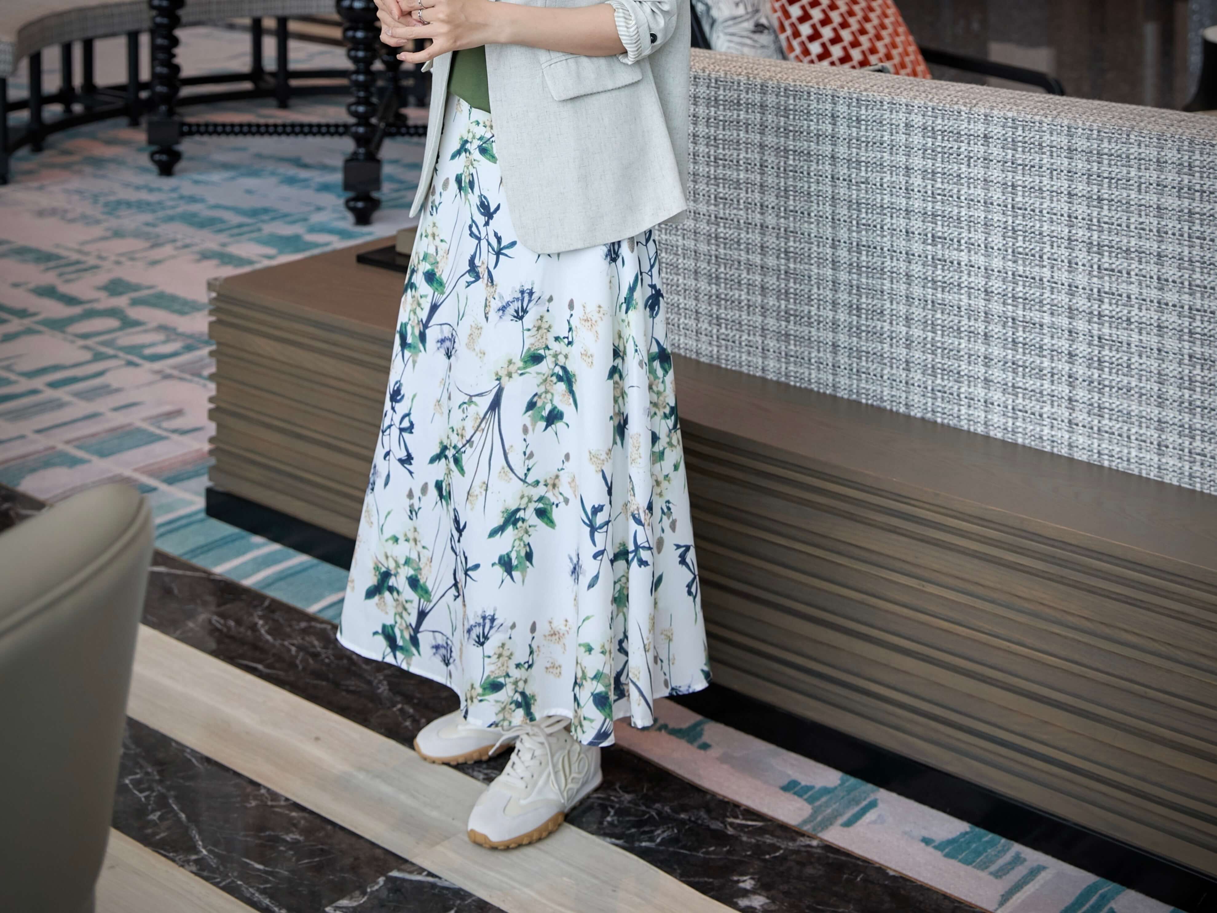 Floral Printed Flared Midi Skirt_SK264L05