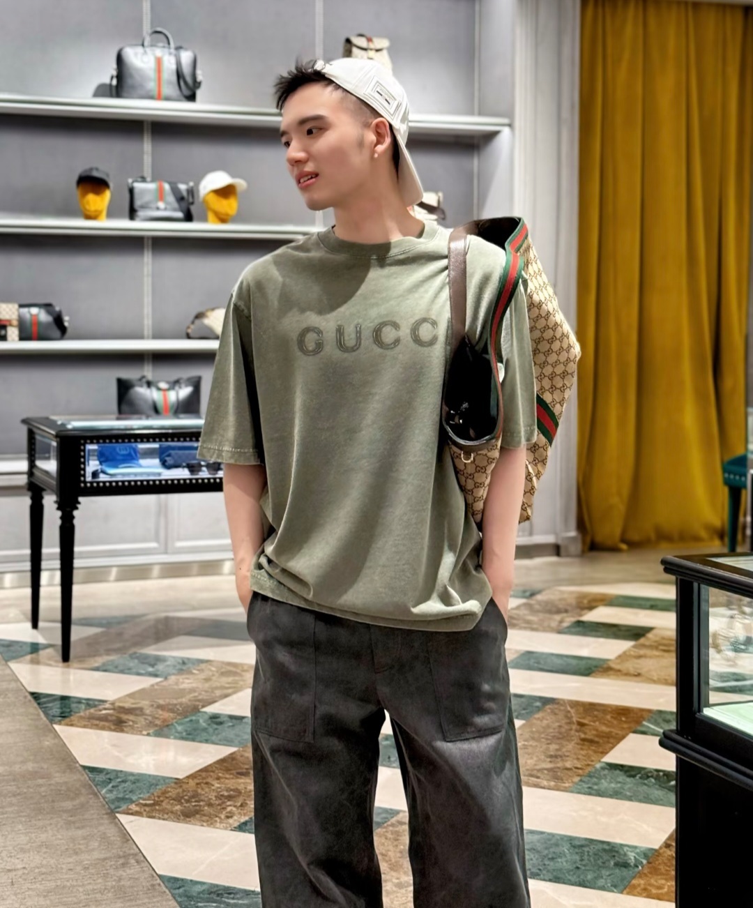 GG 深綠色 做舊款 Tee 成人款