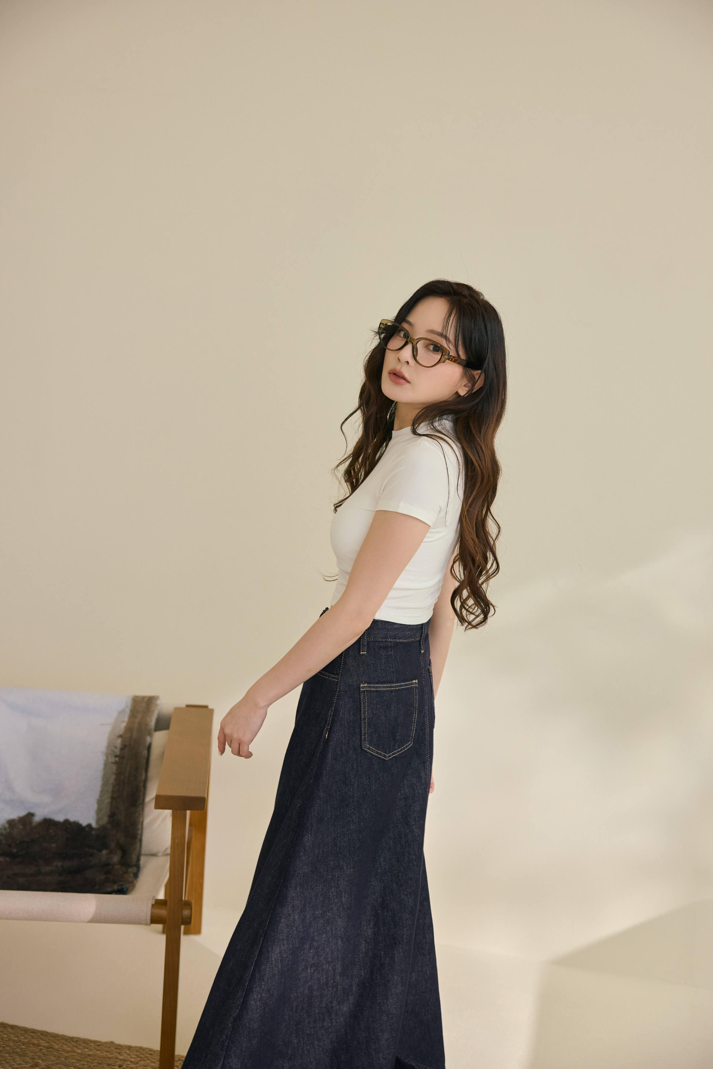高腰牛仔長裙