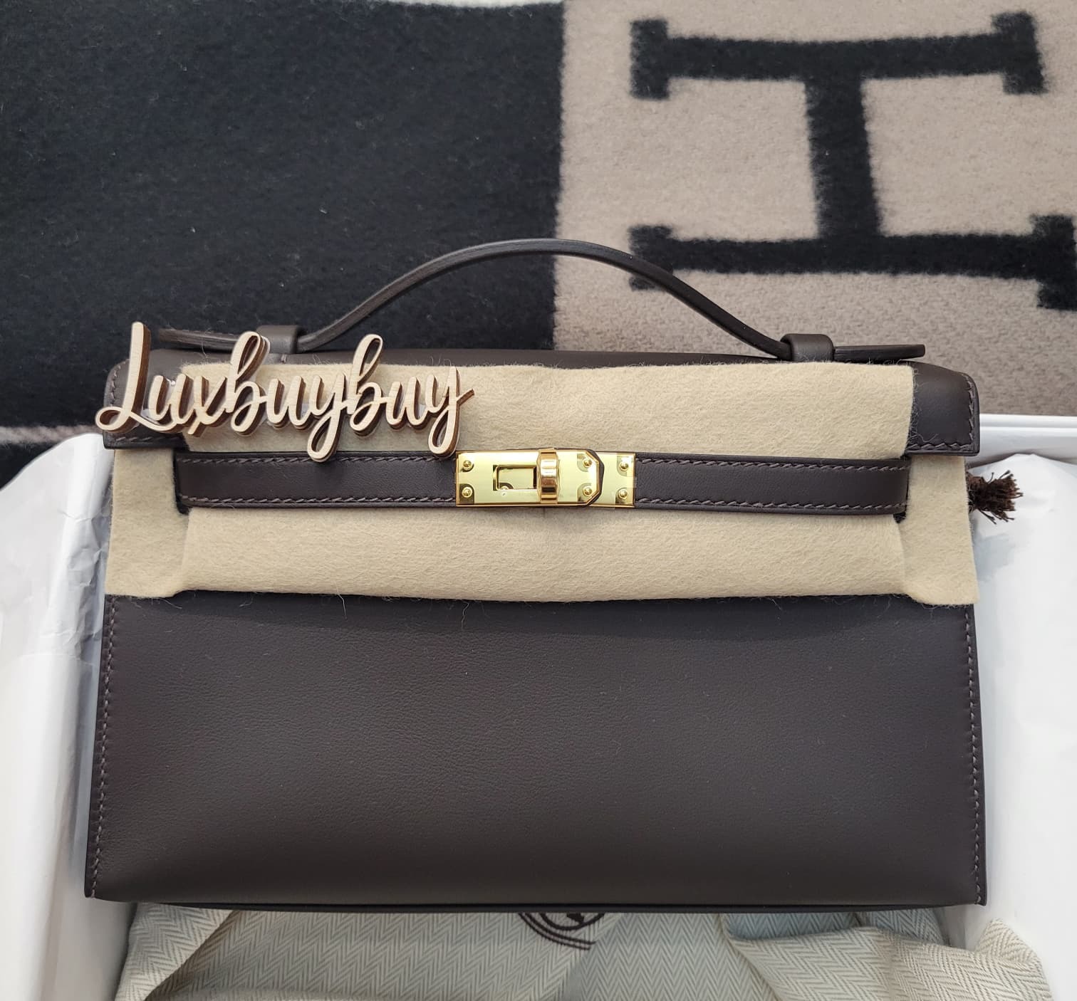 HERMES KELLY POCHETTE T3 DAI BRUN CC 棗棕色  金扣