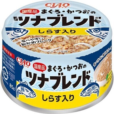CIAO 貓罐頭．吞拿魚+鰹魚+銀魚混合罐85g #A-263