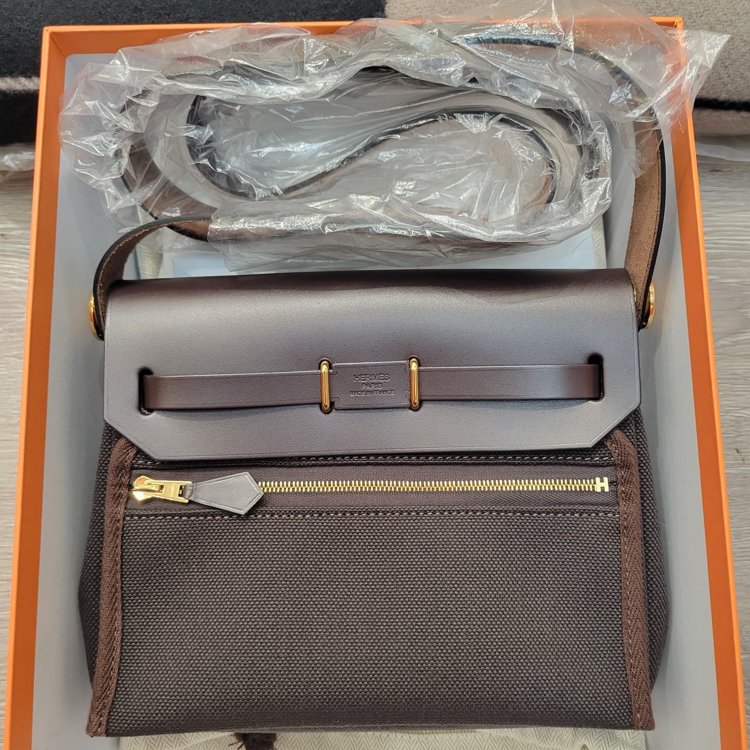 HERMES HERBAG ZIP 20 EBENE/EBEBE CC 烏木色 金扣