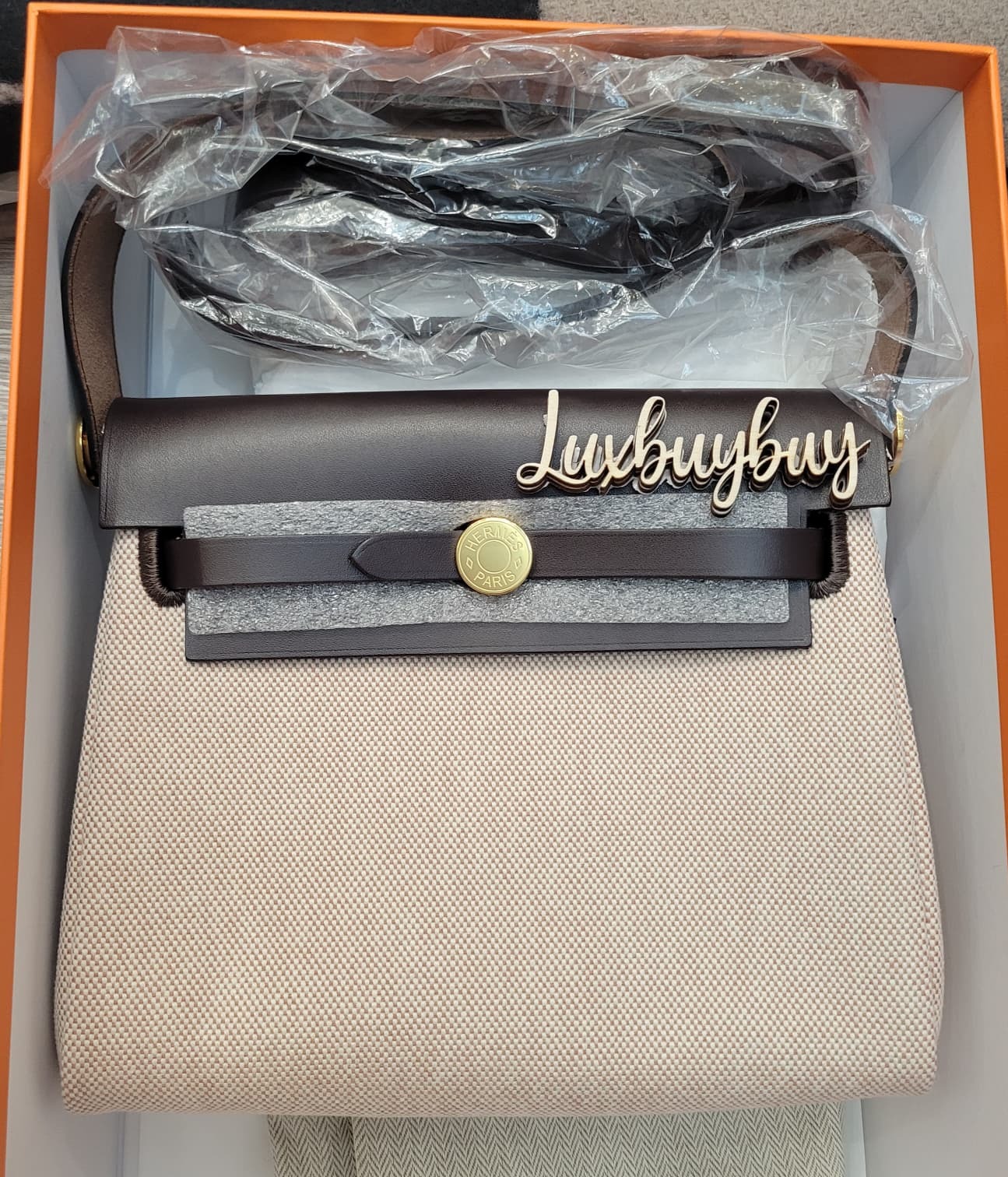 Hermes Herbag Zip 20 Mini Ecru/Ebene CC 烏木色/米白 金扣